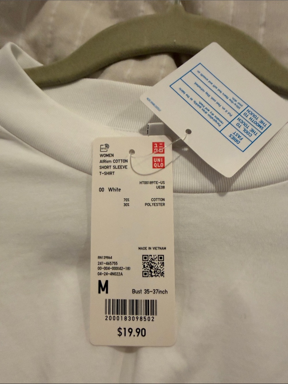 Uniqlo White Women's AIRism Cotton Crewneck Tee - Picture 3 of 4